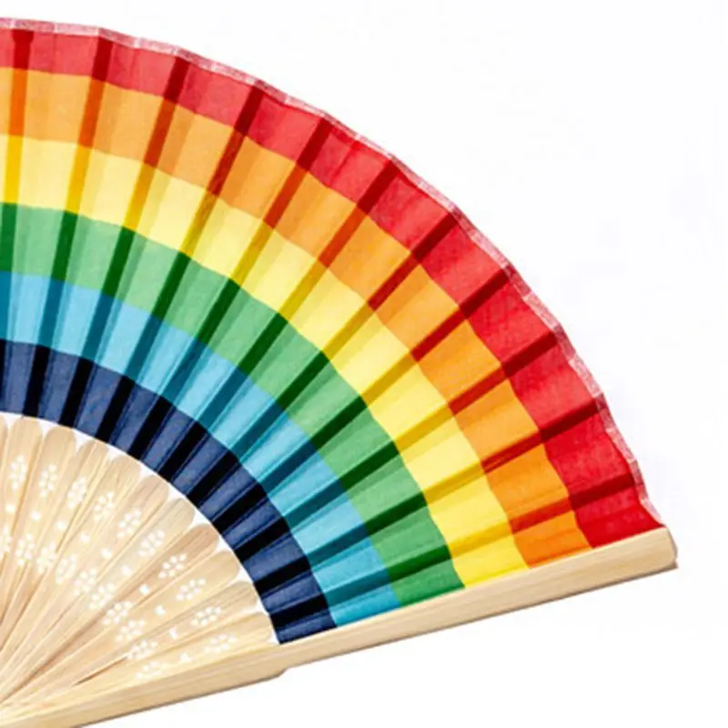

Summer Rainbow Fan Handheld Folding Fan Wedding Party Decoration Festival Dance Performance Decoration Supplies