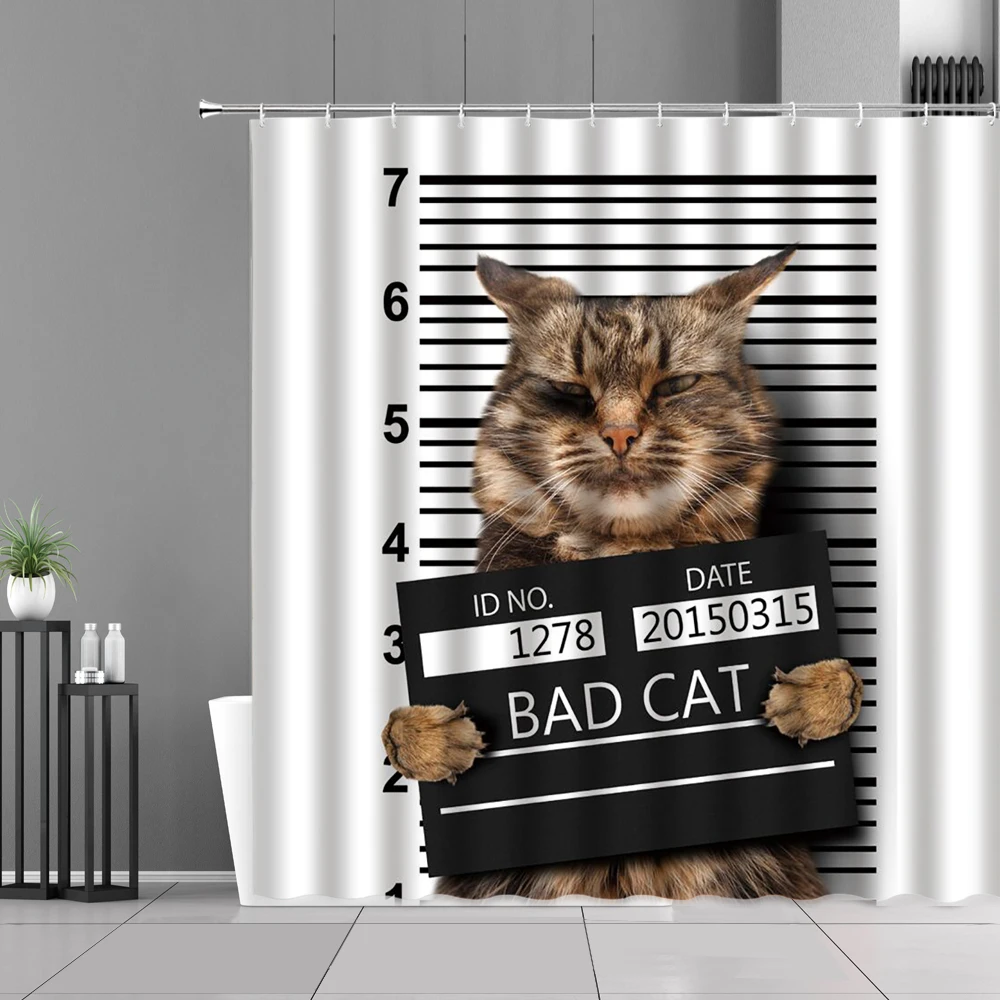 

Funny Cat Shower Curtains Lovely Animal Printing Bathroom Decor Hanging Curtain Waterproof Polyester Fabric With Hooks Screen