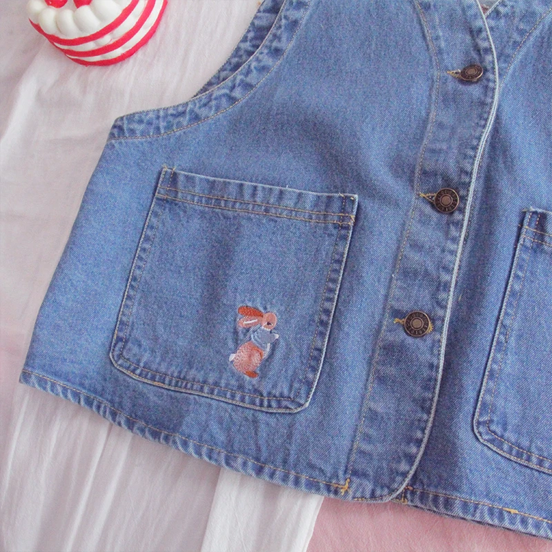Джинсовый жилет для девушек тонкая милая мягкая нишевая Ретро жилетка в стиле