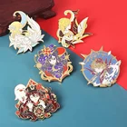 Броши Genshin ударопрочные на одежду, булавки в клетку, лацкан, аниме аксессуары, портфель Ху Тао, значки на рюкзак, ювелирные изделия, манга, подарок