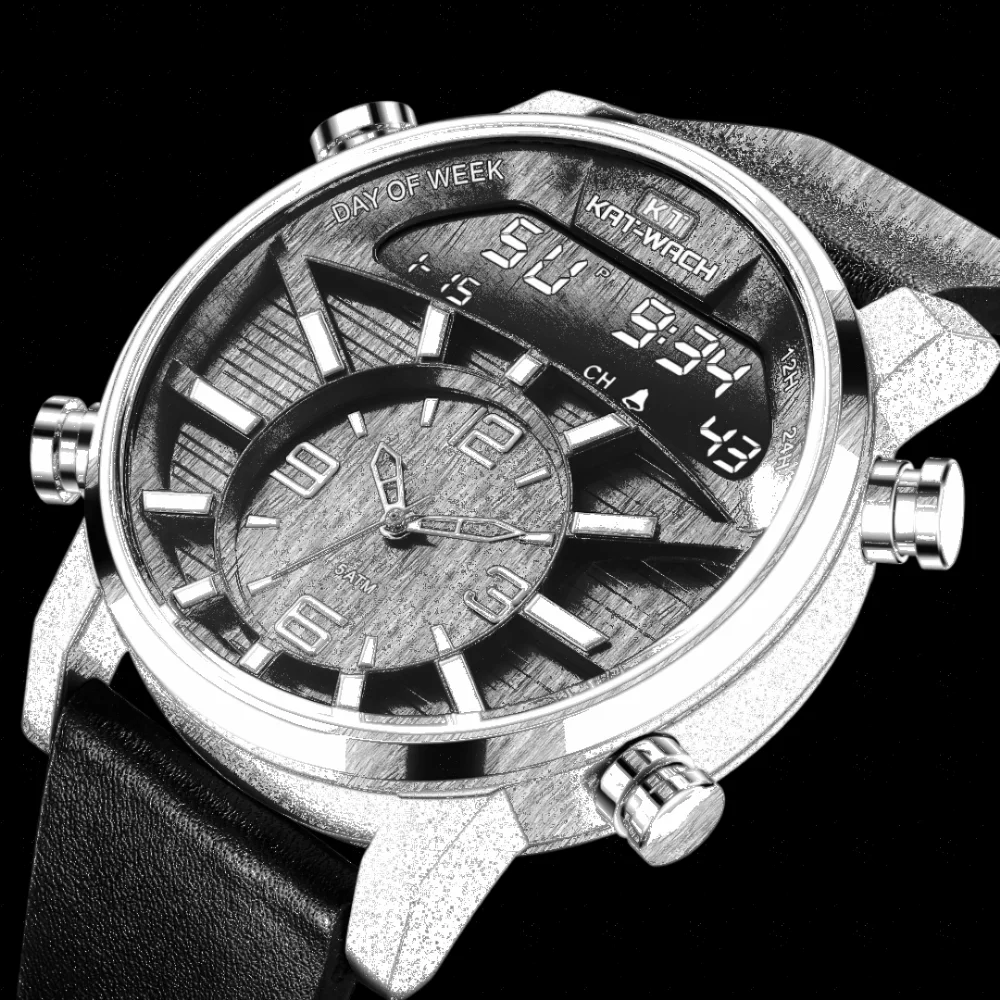 

KT1819 Leather 2021 New Men's Casual Sports Watch, Top Luxury Brand , Waterproof Luminous Stainless Steel