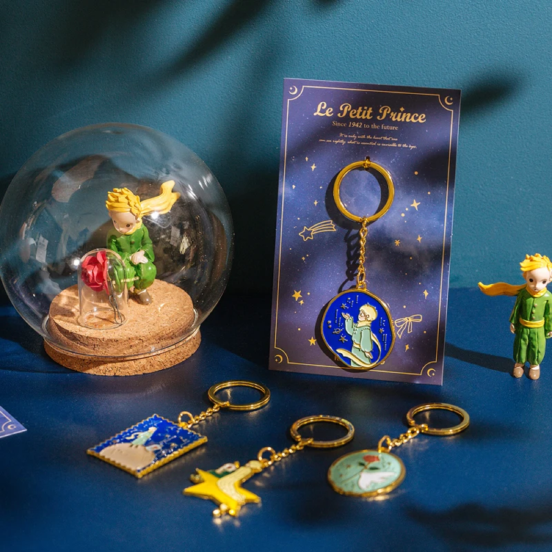

Little Prince Metal Keychain Fantasy Fairy Tale Little Fox Bird Rose Bullet Journaling Accessories Decorate Bag Car Cute Pendant