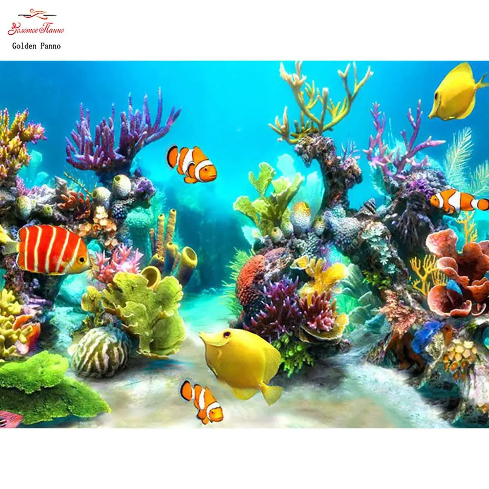 

5d Pintura Diamante Praa Cheia de Paisagem DIY Diamante Vestido Animal de Mar Kits de Decorao Para Casa