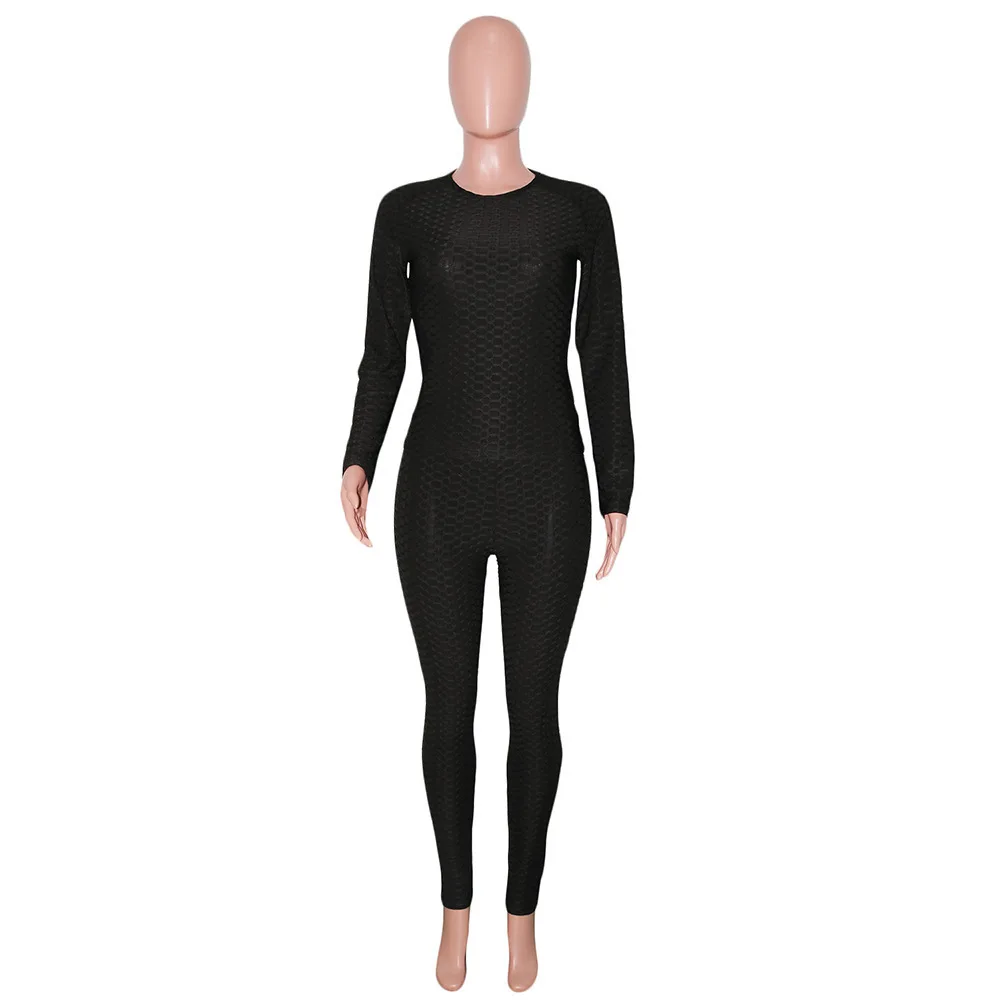 

Casual Workout Fitness Tracksuit Women's Sport Suits Solid Color Long Sleeve Bandage Top and Slim Fit Legging Elastic Outfits