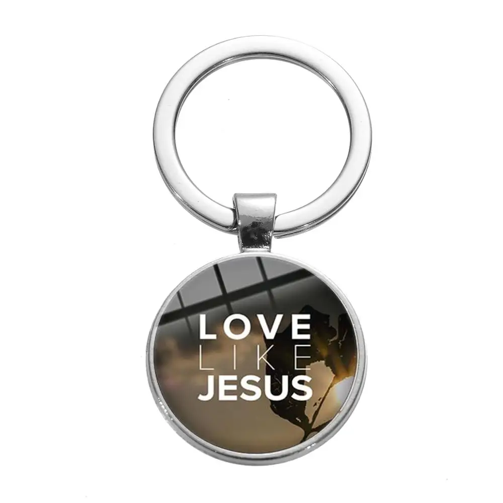 SONGDA рыба с крестом знак Иисуса Брелок-Шарм религиозный Ichthus I Love Jesus Cross Peace glass Photo Dome сувенир-брелок для ключей - Цвет: Style 10