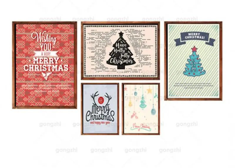

Retro Christmas Set Holiday Canvas Poster Home Celebration Frameless Printing Custom Decorative Wall Painting