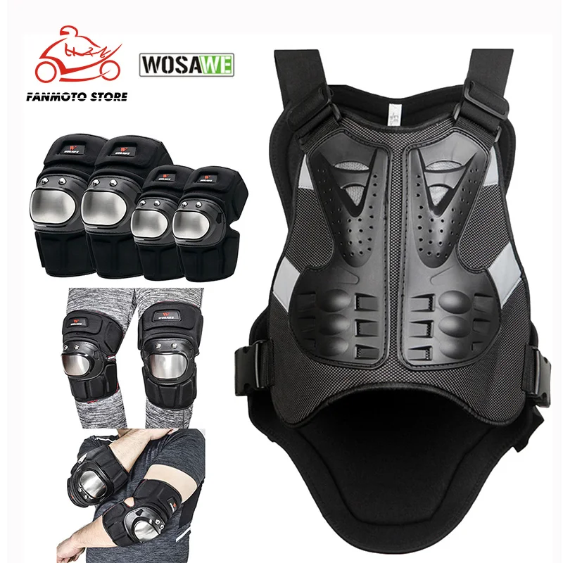 WOSAWE 5 шт./компл. мотоциклетная куртка налокотник защита колена спортивный жилет