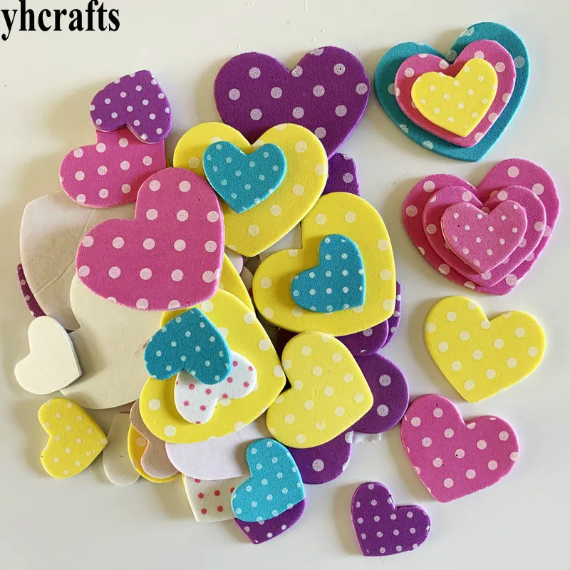 40PCS spot heart 1 упаковка/Партия. Наклейки из пенопласта с космическим космосом, звездами, ракетами, для раннего обучения, сделай сам, игрушки для занятий, детская комната, украшение, подарки на день рождения - Цвет: 40PCS spot heart
