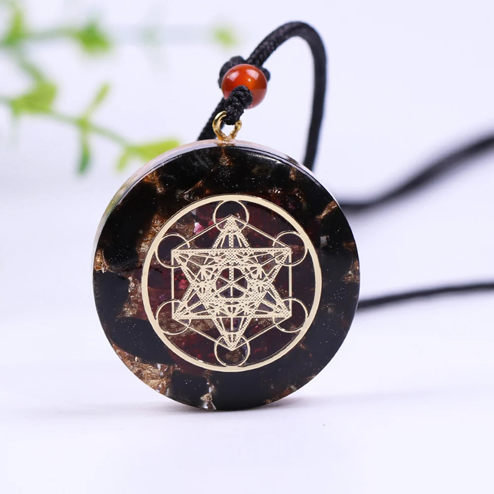 Orgone кулон для исцеления чакр гранат обсидиан ожерелье Исцеление эмоциональная