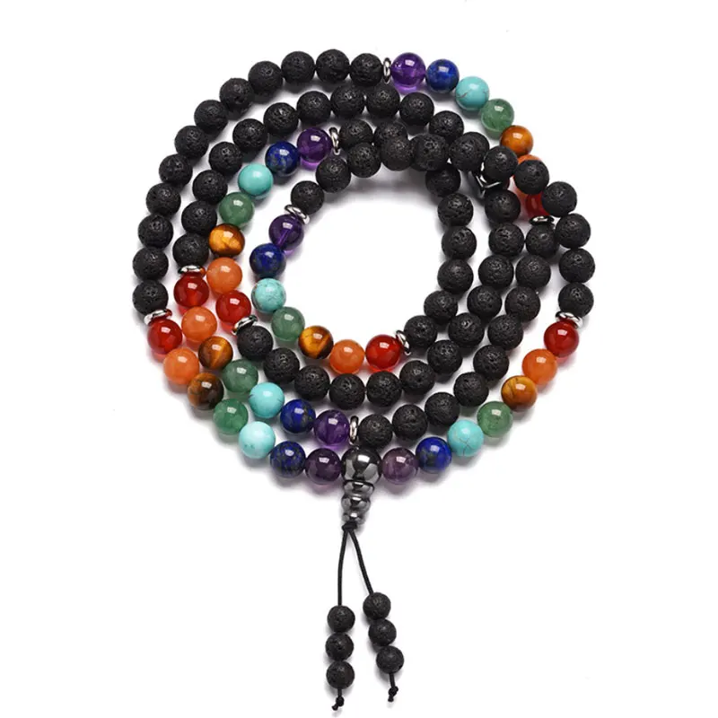 

108pcs 8mm Natural Stone Beaded Strand Yoga Sports Energy Healing Multilayer Charm Bracelets For Women Men Jewelry