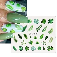nail stickers 19 designs green leaf tree flamingo flowers cactus water decals transfer wraps flakes sliders manicure decoration