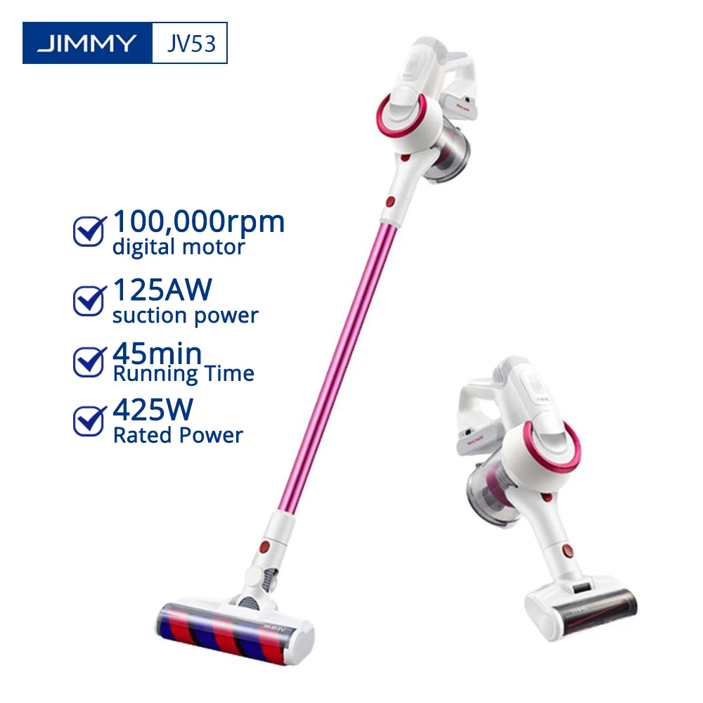 

Handheld Cordless Vacuum Cleaner Wireless Dust Vacuum Collector Sweep Cleaners 125AW 20kPa Effective Suction Power JIMMY JV53