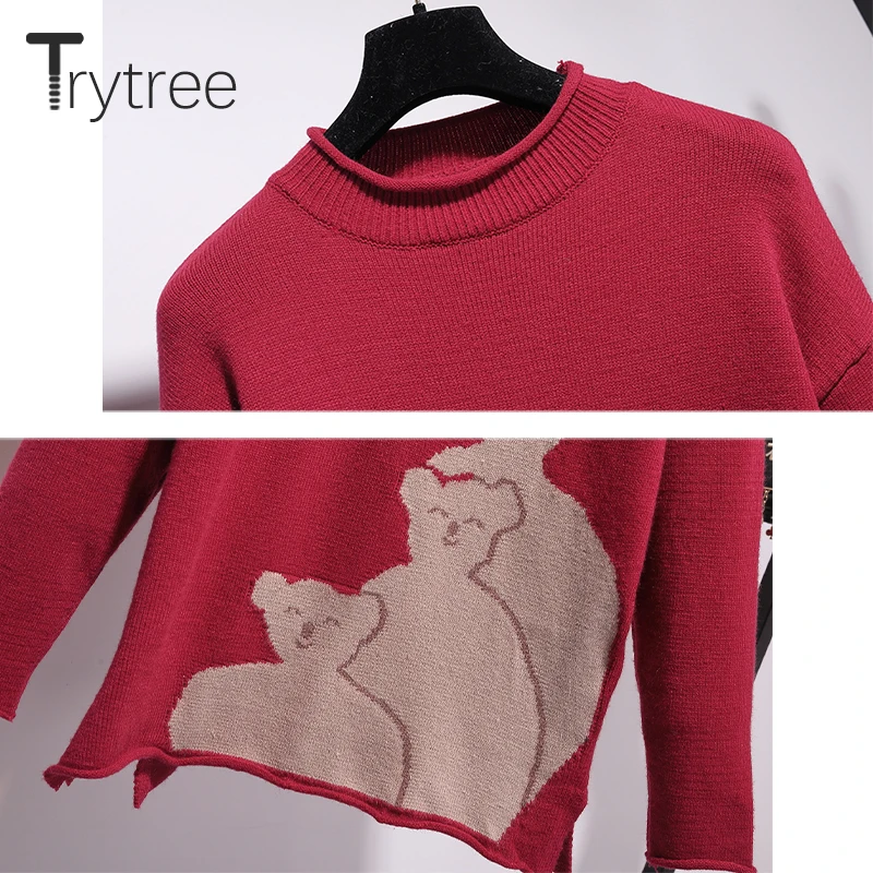 Осень-зима 2020 комплект из двух предметов Trytree повседневный трикотажный топ с