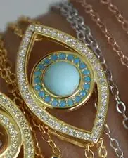 gold turquoise Стерлинговое Серебро 925 пробы, Радужный cz Двойной браслет-цепочка для девушек и женщин, подарок 15+ 4 см, удлиняющаяся цепочка, Турецкий Дурной глаз, ювелирное изделие на удачу - Окраска металла: gold turquoise