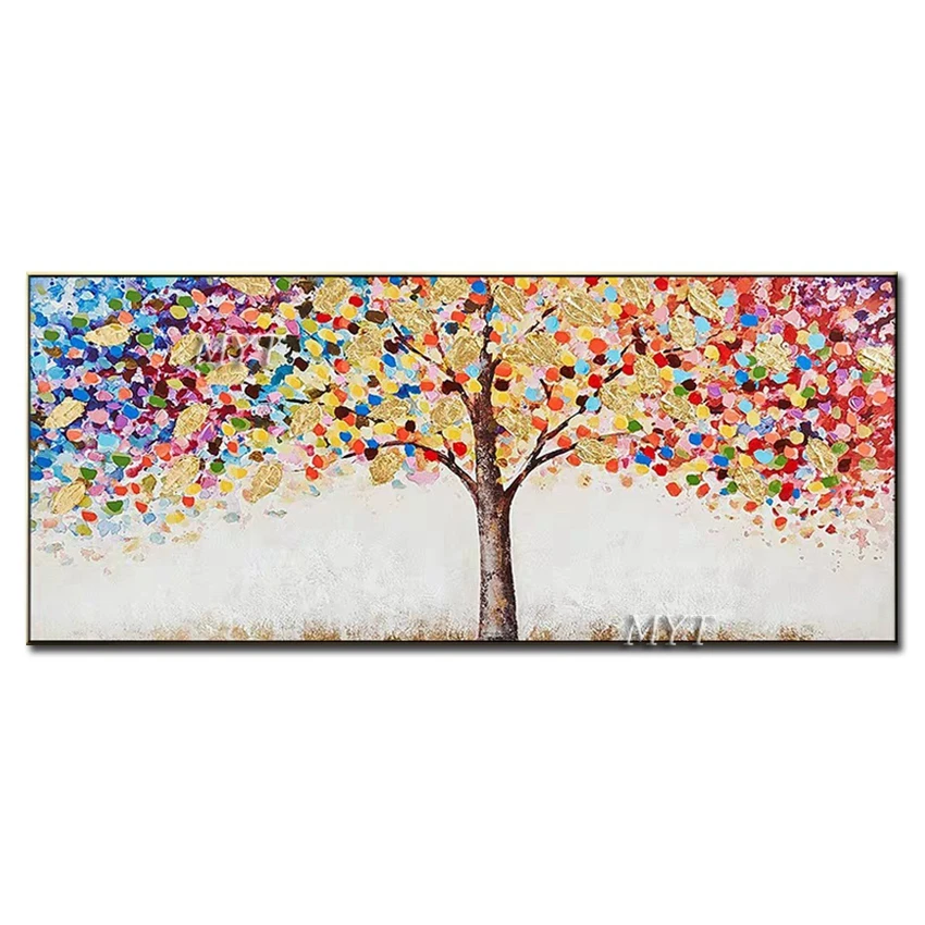 

Абстрактные красочные картины на стену с изображением дерева масляная живопись ручная работа холст настенная живопись на холсте искусство большого размера для декора гостиной