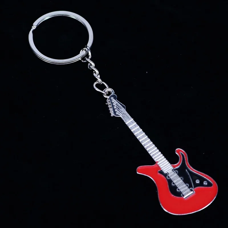 Мужские и женские Брелки для гитары Розовые синие красные черные брелки ключей