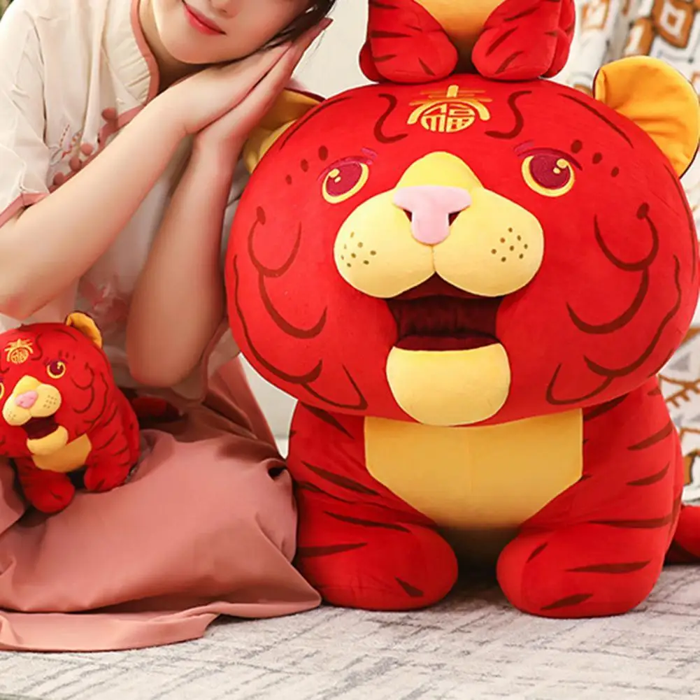 Tender Cartoon 2022 Tiger Stuffed Doll Plush Tiger Doll Good Elasticity Collectibles