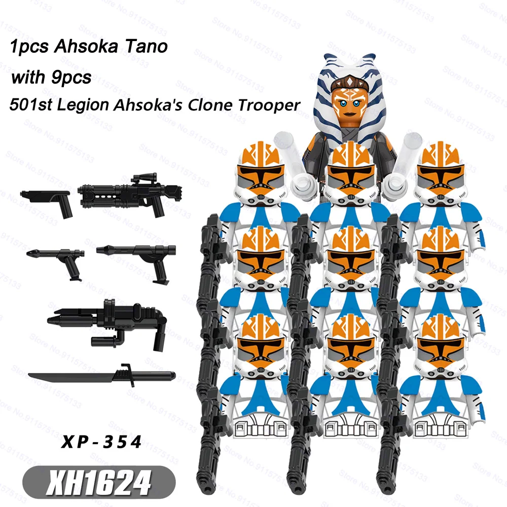 

10pcs/lot Commander Ahsoka Tano with 501st legion Clone Trooper Building Blocks Bricks Star Action Figure Wars Toy Children Gift