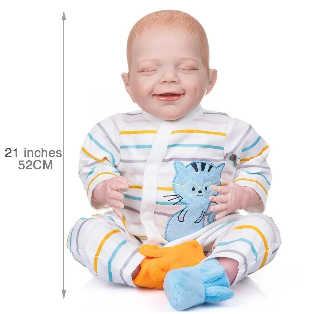 

21 Inch Silicone Assembled Smiling Kid With 52cm Set Pajamas Dolls Cartoon Rebirth Finished Cute Birthday Gifts Q9O0