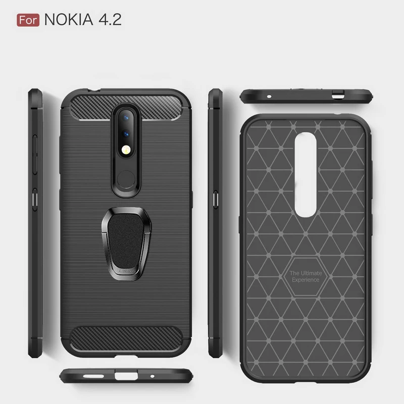 Корпус из углеродного волокна для Nokia 2,2 3,2 6,2 4,2 9 Pureview 7,1 3,1 5,1 6,1 7 Plus 6 2018X6X5X71 телефонные чехлы с кольцом-держателем крышки