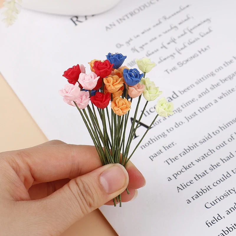 5 шт./лот 1:12 миниатюрный кукольный домик имитация растений розы модель мебель