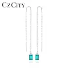 CZCITY длинные крючки для сережек, свисающие серьги для женщин, серьги на выход Рождество драгоценный камень аксессуары 925 стерлингового серебра ювелирные украшения SE-513