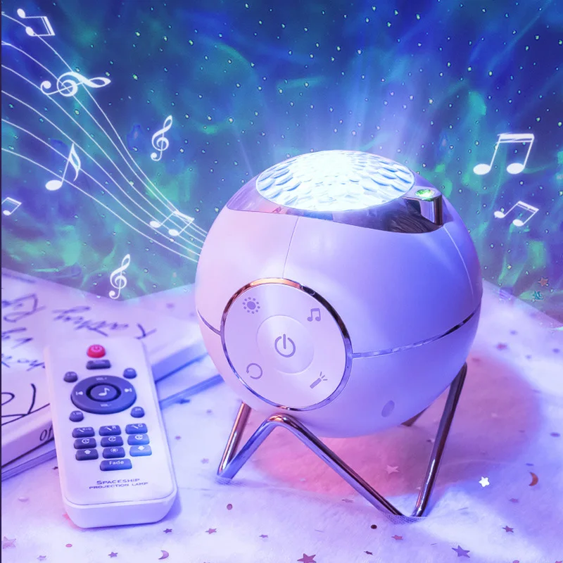 Planet Galaxy Laser Starry Sky Projector Lamp Colorful Music Romantic Atmosphere Night Light Smart Wireless Remote Control Light