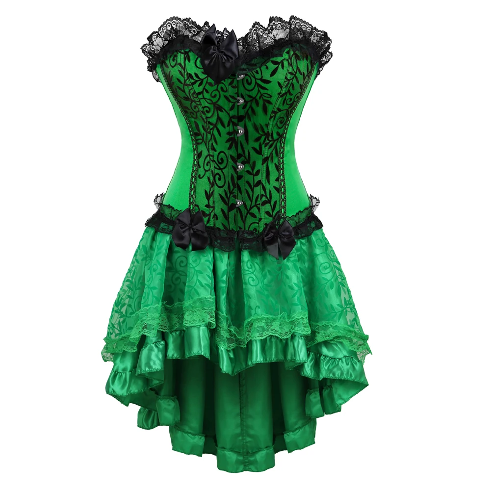 Зеленое платье-корсет сексуальные кружевные винтажные Корсеты с готической