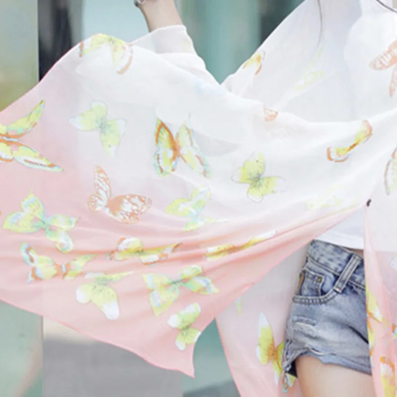 Летняя Солнцезащитная шаль шарфы для женщин пончо-бабочка вождения пляжный