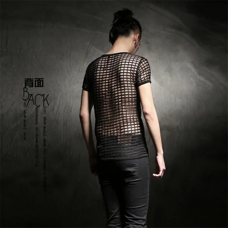 Мужская приталенная футболка для ночного клуба привлекательная Сетчатая с