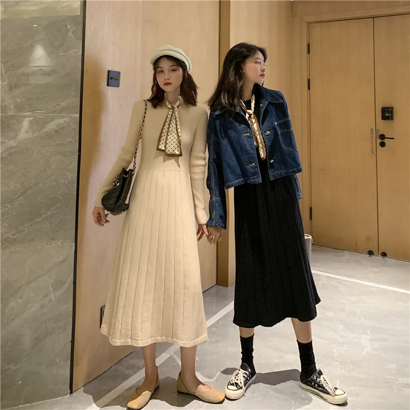 

Slim Sweater Dress Women O-Neck Midi Party Elegant Knitted Dress Female Autumn Winter Casual Long Sleeve Maxi Dress n