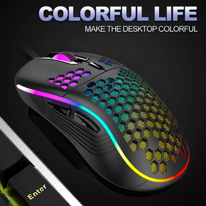 2022 gaming mouse gamer usb wired mice rgb backlight 6 keys mouse for pc gaming mouse laptop computer game mouse hollow free global shipping