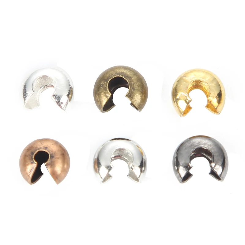 

100Pcs 6 Colors Open Crimp End Beads Caps Covers Findings Jewelry Making DIY Accessories 3-5mm