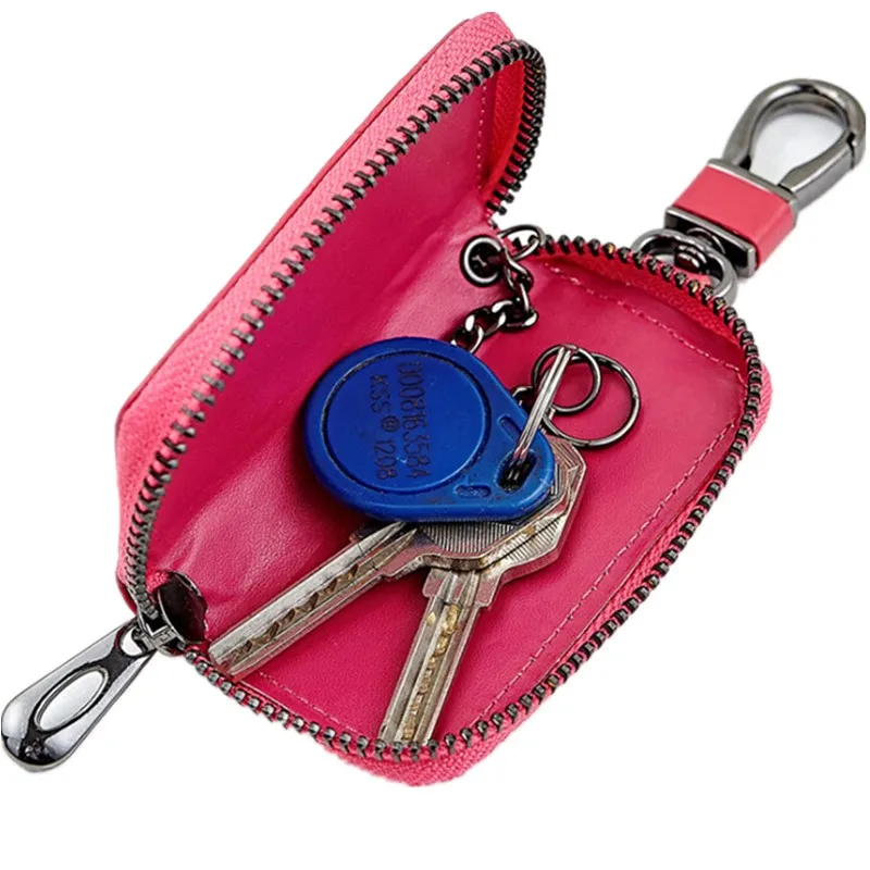 

2021 Genuine Leather Car Key Men Women Wallets Zipper Keys Case Bag Men Card Money Holder Business Housekeeper Keychain Cover