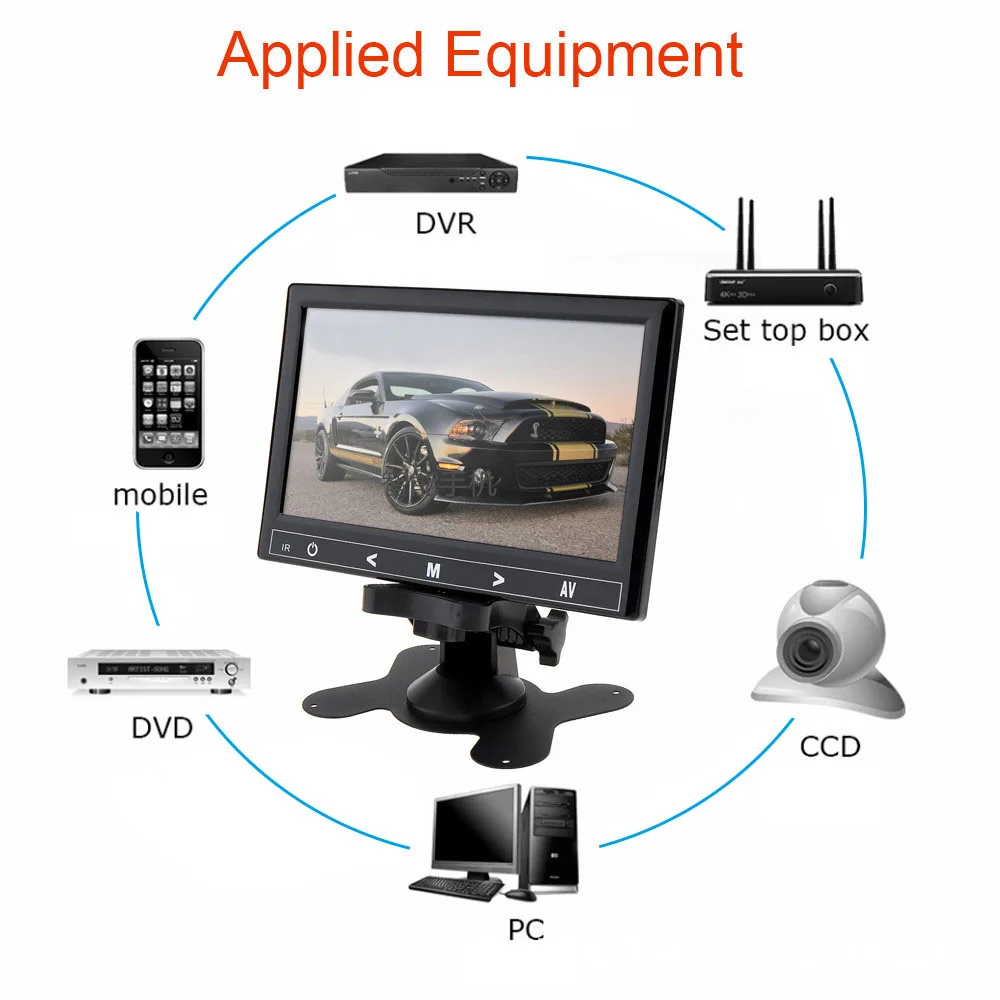 7 &quotLCD HD Беспроводной автомобильный подголовник монитор HDMI/VGA/AV/USB/SD TV &amp PC 2