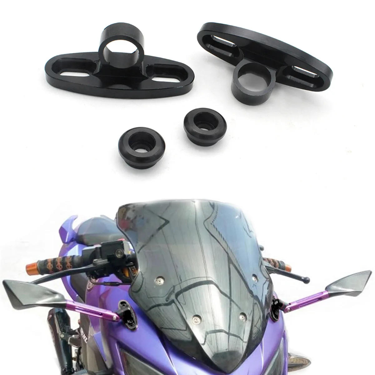 CNC 2 шт. боковые зеркала заднего вида адаптер для Kawasaki Z1000SX ER6N/F ninja 250R/300 z1000 z900 z800 ZX10R
