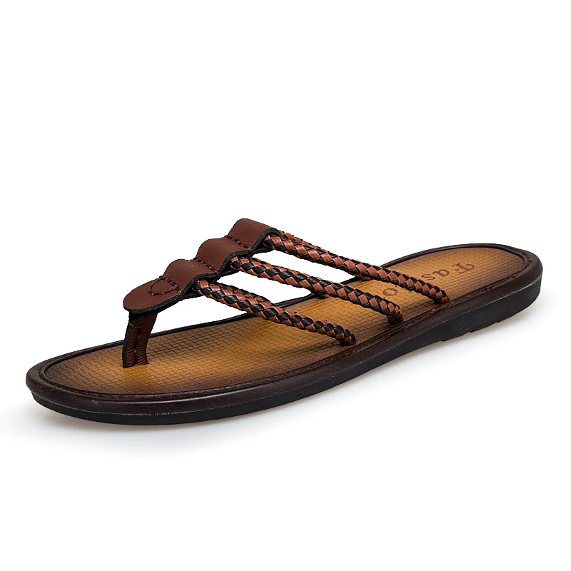 2020 мужские вьетнамки Сандалии из натуральной кожи Повседневная мужская обувь