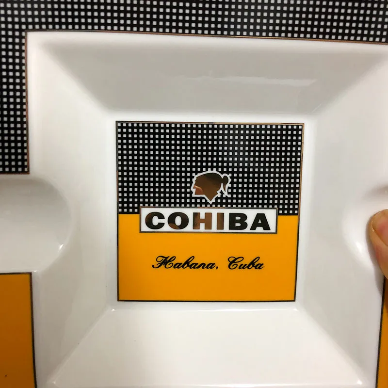 COHIBA квадратный портсигар Пепельница держатель 2 шт в 1 дизайн керамические бытовые табак гаджеты сигарета пепельница Настольный Декор