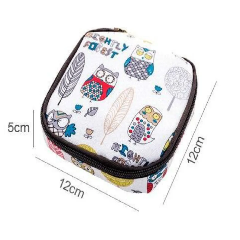 

Women Mini Cosmetic Bag Cartoon Floral Animal Sanitary Napkins Bag Travel Lipstick Toiletry Coin Money Card Organizer Set Pouch