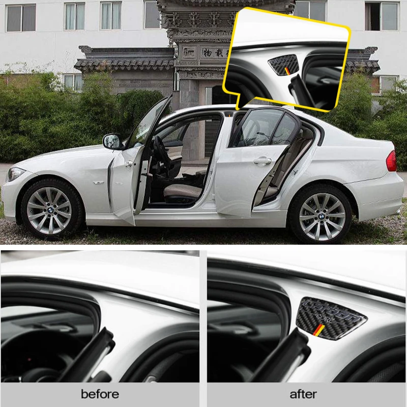 Углеродное волокно B Колонка эмблема 3D наклейки для Mercedes Benz C Class W205 W212 W204