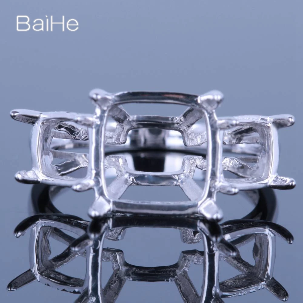 BAIHE однотонное 14K белое фотокольцо с полуободковой оправой изготовление