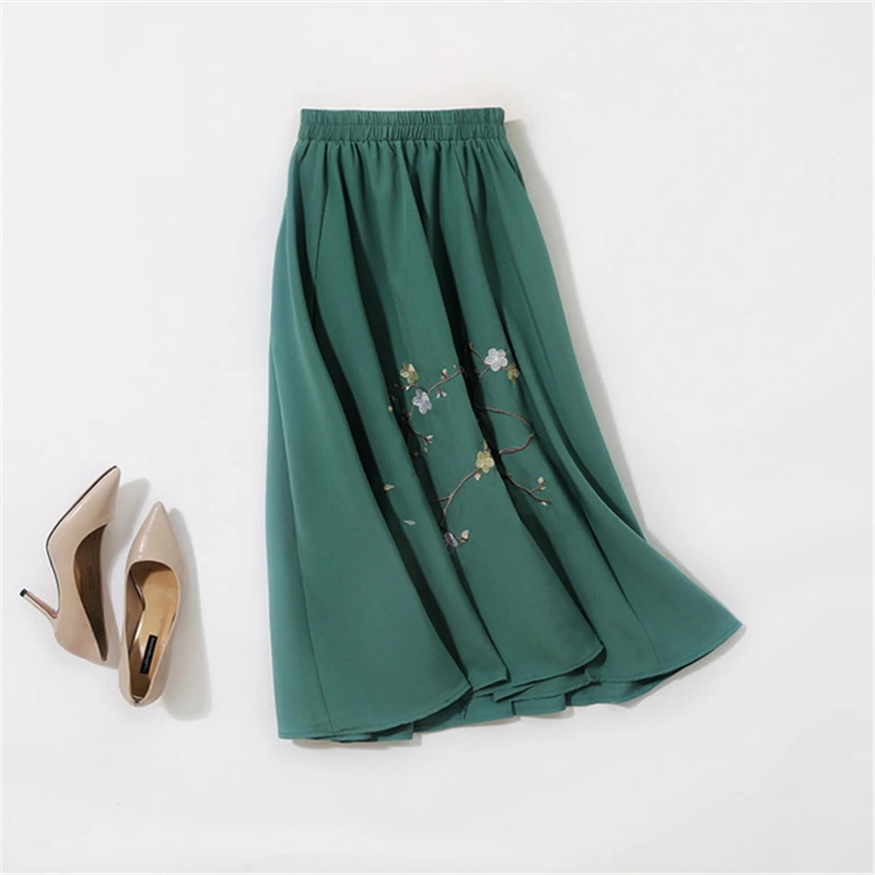 Женский костюм с вышивкой Hanfu топ воротником-стойкой и юбка в китайском стиле из