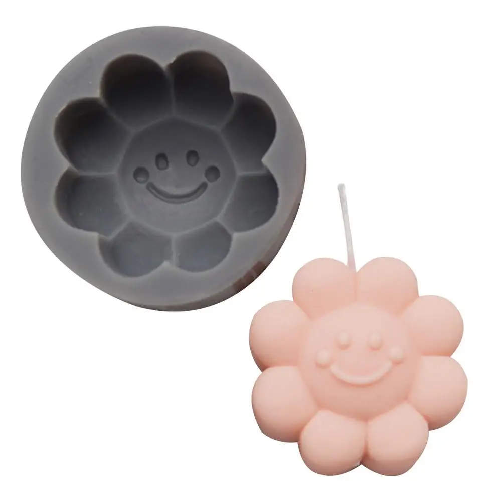 Форма для ароматерапии свечи смайлик цветок 3D силиконовая форма