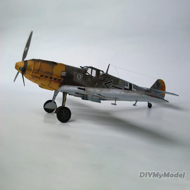 DIYMyModeI-avi&oacute;n de combate alem&aacute;n a escala 1:33, Messerschmitt BF-109E-4/N, Kit de modelos de papel, rompecabezas, hecho a mano juguete, bricolaje-4