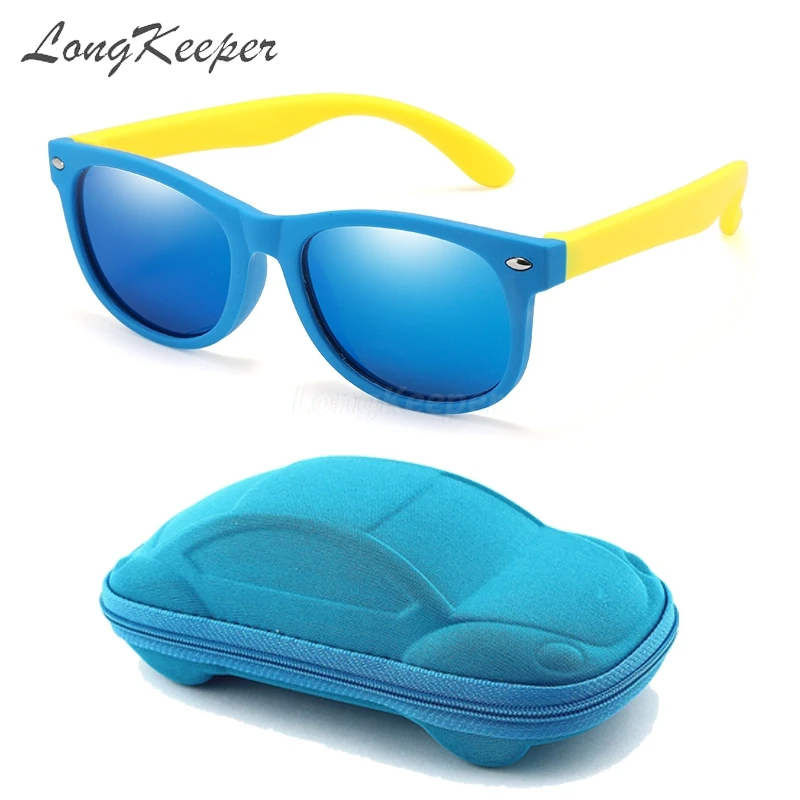 

LongKeeper Boys Sunglasses Polarized with Car Case Children TR90 Sun Glasses Baby Kids Girls Safety Goggles UV400 Gafas De Sol