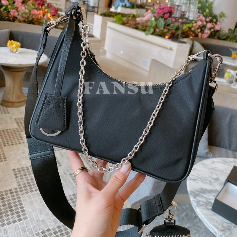 Женская многофункциональная сумка FANSU легкая нейлоновая цепочка 3 в 1 с одним
