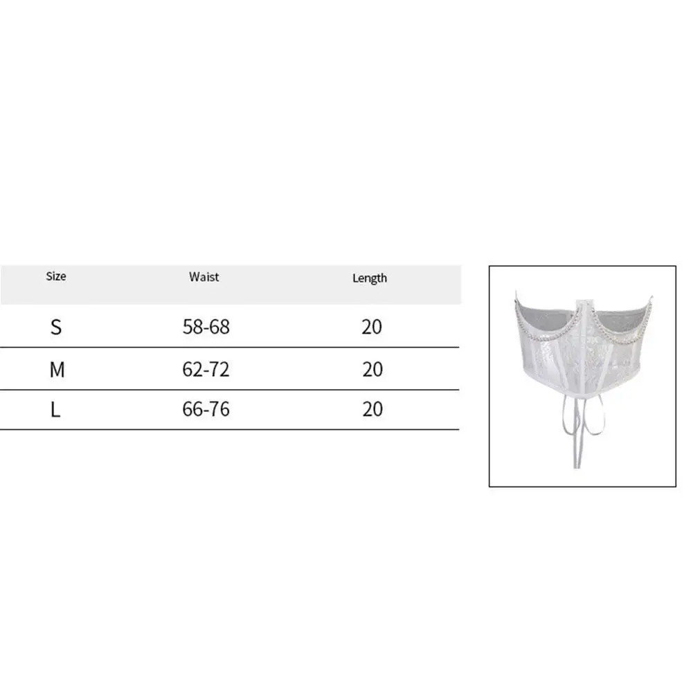 

Sexy White Pearl Mesh Tube Corset Crop Top Lace Corset Bandage Short Wrap Tank Tops Sleeveless Corset Sexy Tight Corset