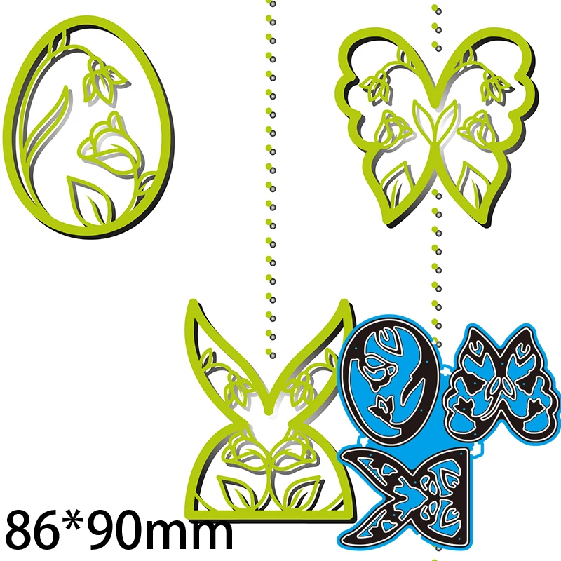 

Cutting Dies Easter Egg Rabbits and Wings DIY Scrap Booking Photo Album Embossing Paper Cards 86*90mm