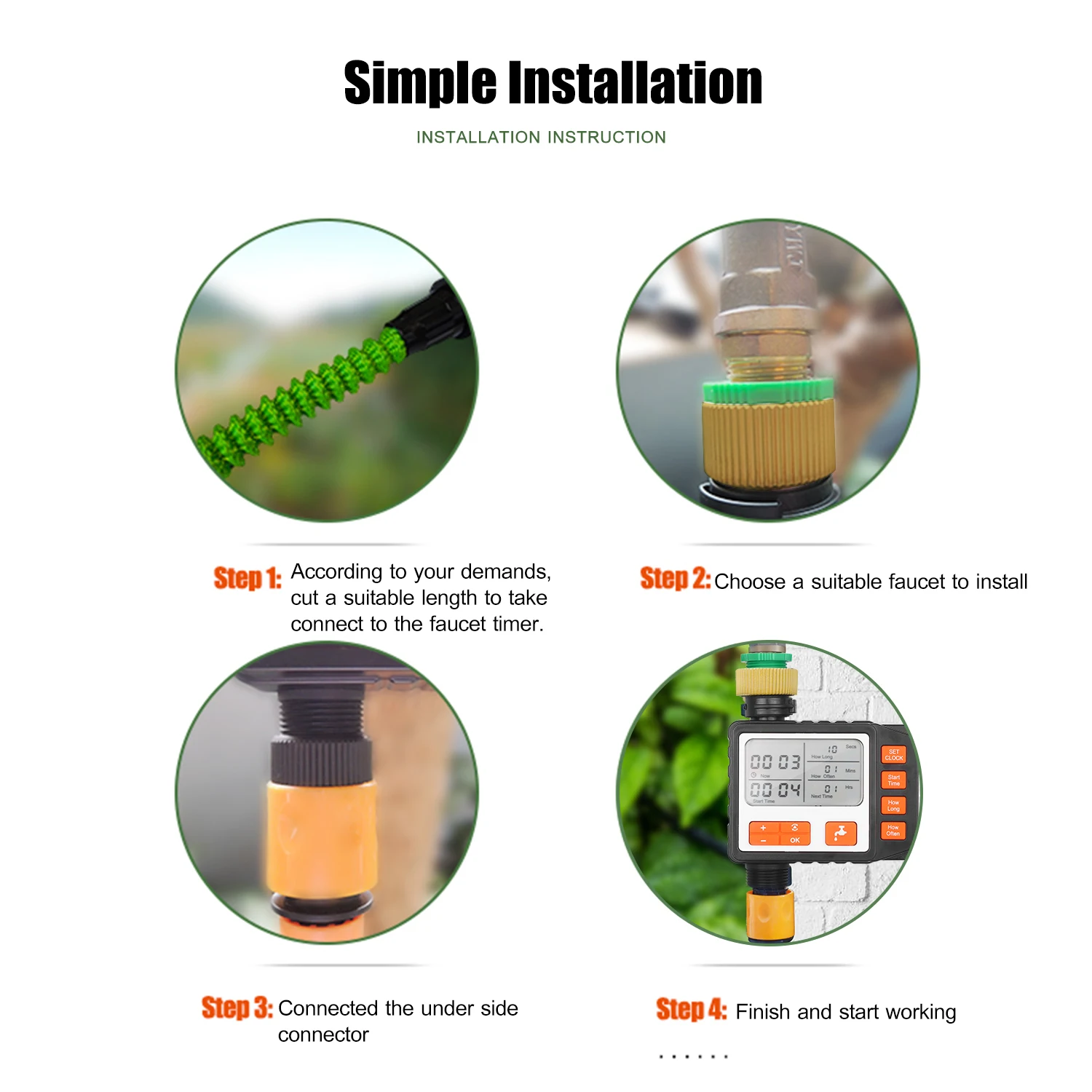

Digital Water Timer Programmable Outdoor Single Outlet Automatic On Off Water Faucet Hose Timer Irrigation System Controller