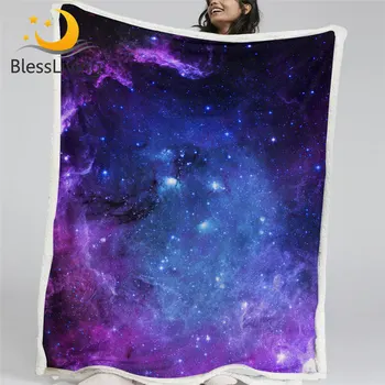 BlessLiving Space Throw Blanket Galaxy Sherpa Blanket Cosmic Soft Plush Bedspreads Watercolor Thin Quilt Mantas Drop Ship 1
